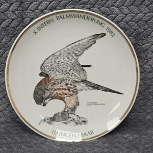Vintage 1982 German Collector Plate Falcon Bird Illingen Saar Decorative Wall